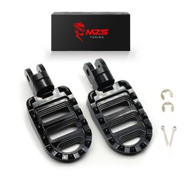 MZS Motorcycle Front Foot Pegs, Roating Rider Footpegs MX Serrated Wide Pedal Accessories Black CNC Compatible with CBR500R CBR300R CBR250R CB300R CB650R CB1000R CB500F CB300F CB1100