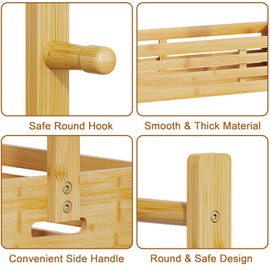 BAMBOOHOMIE Kids Clothing Rack for Toddler, Pets Clothes Rack with Storage Box & Hanging Rod for Dogs/Cats, Baby Clothes Closet Stand for Nursery Room (Natural, Kids)