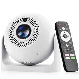 Mini Projector with WiFi and Bluetooth Auto Focus & Vertical Keystone Smart Portable Projector Android 13 with Built in Apps 1080P HD 4K Support w/ HDMI/USB Supported Home Movie Projector (White)