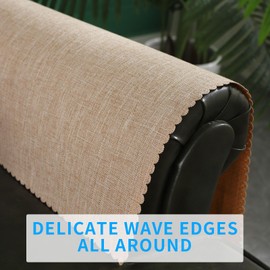 Hittun Sofa Arm Covers,Non Slip Couch Arm Covers Washable Chair Arm Covers Protectors Set of 2 Wavy Border Armrest Covers for Sofa Leather Recliner Arm Covers for Recliner Chair (18" x24", Beige)