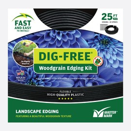 MASTER MARK DIG-Free Landscape Edging, 1.5 in. Tall Plastic Garden Boarder, 25 ft. Kit with 10 Anchoring Stakes, Black