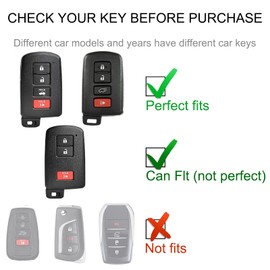 CACARLIKE for Toyota Key Fob Cover with Leather Lanyard, Car Key Fob Case Compatible with Toyota Camry Avalon Corolla Highlander RAV4 Sequoia Smart Key Protector Holder