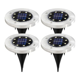 ExpertPower Solar Powered Ground Light for Christmas Holidays, Waterproof 8 LED Patio Light with Dark Sensor for Lawn/Garden, Pathway, Driveway, Pool Walkway and More [4 Pack]