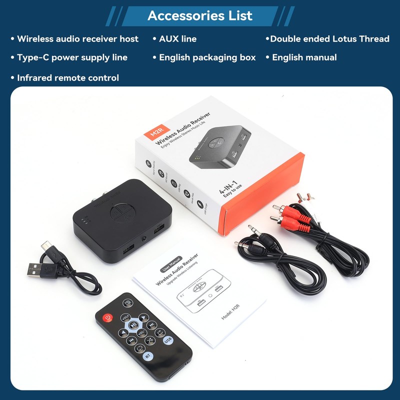 M2R Bluetooth 6.0 Receiver Adapter - Audio Streaming for Home