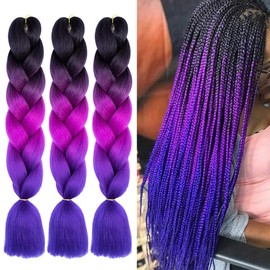 Braiding Hair 24 Inch Braid Hair Extensions Hot Water Setting High Temperature Synthetic Fiber(C10-3Packs)