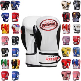 Farabi Sports Kids Boxing Gloves Junior Muay Thai Gloves Youth Kickboxing Sparring Punching Bag Training Gloves (6-oz, White)