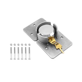 QWORK Heavy Duty Puck Lock and Hasp, High Security Steel Hidden Shackle Keyed Alike Padlocks with 2 Pcs Keys for Trucks, Gates, Vans and Vending Machines