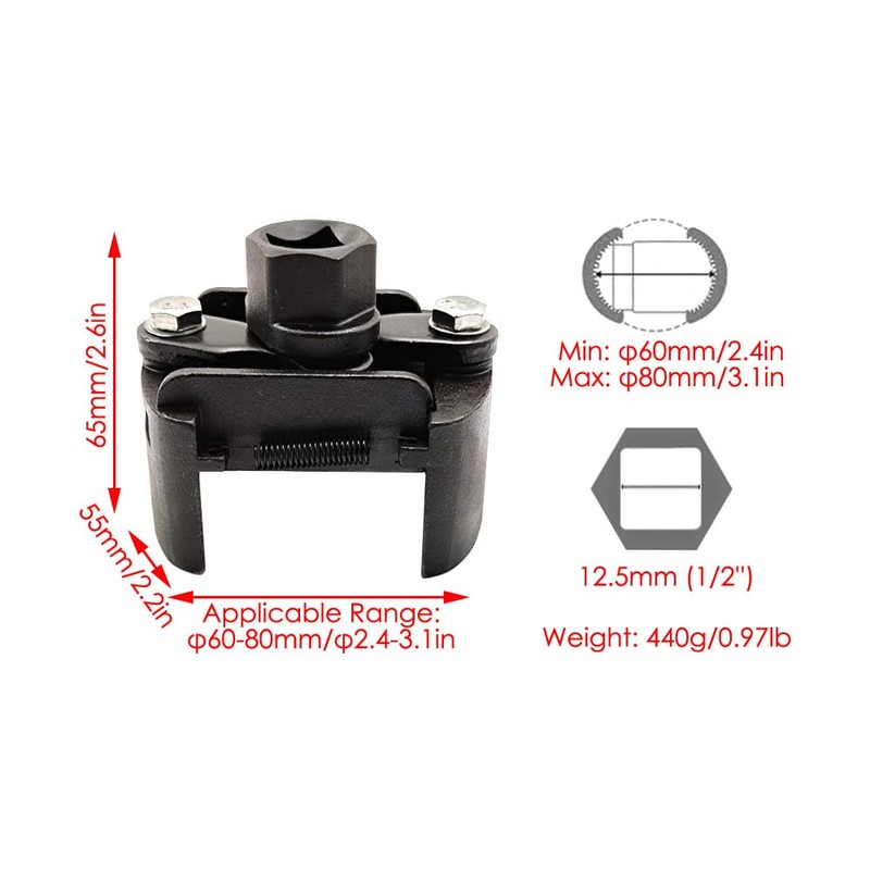 RAGBUSCLE Adjustable Oil Filter Wrench Spanner r Housing Tool r