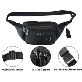Fanny Pack for Women Man Crossbody Waist Bag Sport Travel Hiking, Leather/Black