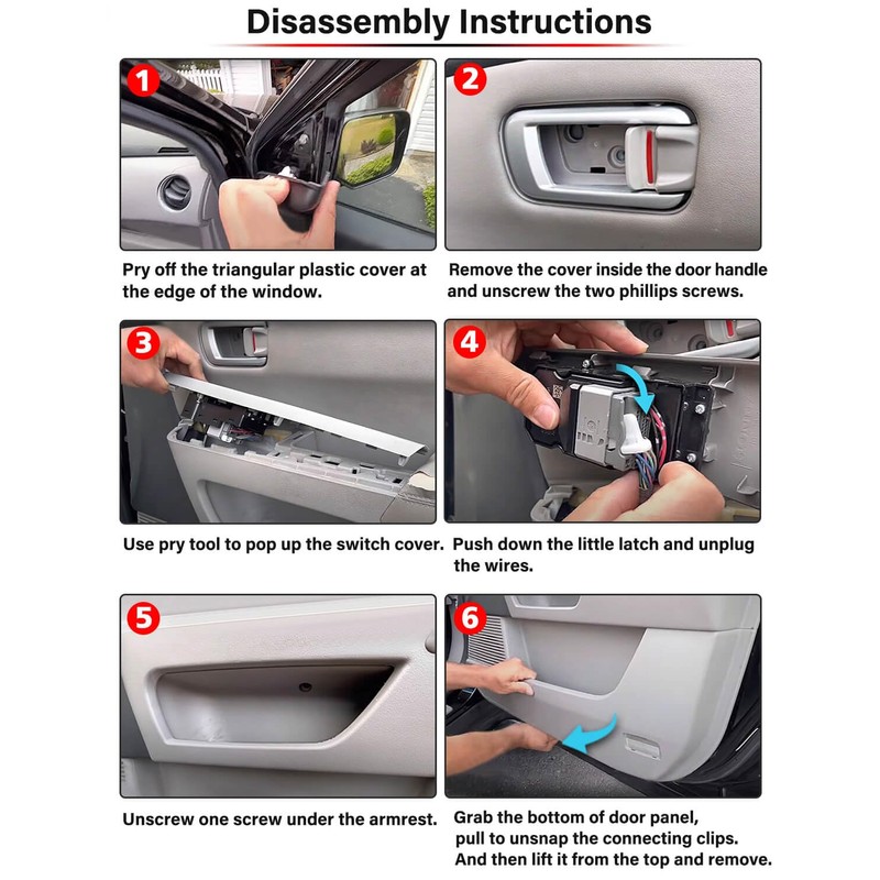 KBH Rear Door Panel Armrest Cover Upholstery for Honda Pilot