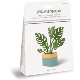 Inkadinkado 62-01186 Monstera Plant Adult's and Kid's Paper Craft Building Kit, 5" Tall, Multicolor, 7 Pieces
