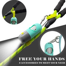 Dog Poop Bag Holder Dispenser with LED Flashlight - Night Visibility for Safe Evening Walks | Upgraded Hands-Free Leash Clip | Includes 15 Dog Waste Bags(Green)