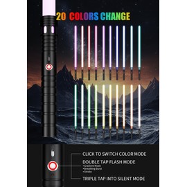 Lightsaber, Light Sabers with RGB 20 Colors, USB Rechargeable Lightsabers with FX Sound and Motion Sensors, Light Saber Sword Toy for Kids, Galaxy War Fighters Cosplay, Halloween Xmas Gift, 2Packs