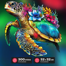 ESC WELT Wooden Puzzle Turtle 300 Pieces - Challenging Thinking Game for Children and Adults - Environmentally Friendly & Fun Learning Toy - Challenging Game - Wooden Thinking Game