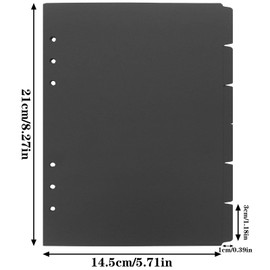 Safycaby 6 PCS A5 Black Binder Dividers: 6-Ring Binder Dividers, A5 Planner Dividers for Calendars, Notebook Pages