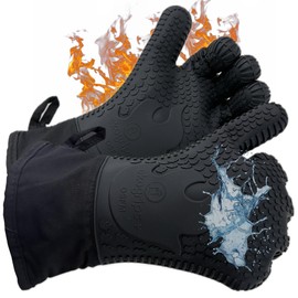 Jolly Green Products Ekogrips Premium Grilling Gloves Heat Resistant BBQ Gloves for Indoor and Outdoor Cooking, Meat Handling Gloves, Kitchen Oven Gloves with Fingers, Silicone Oven Mitts
