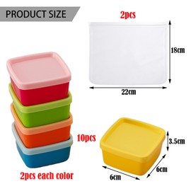 TYXHXTF Pack of 10 Mini Food Storage Containers, Multicoloured, Small Storage Box with Lid, Mini Camping Tins for Sauces, Dips and Spices (6 x 6 x 3.5 cm)