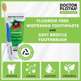 MOUTHWATCHERS Dr Plotkas Extra Soft Flossing Toothbrushes and Whitening Toothpaste Manual Soft Toothbrushes for Adults | Natural Toothpaste | Pack of 2 Toothbrushes and 1 Toothpaste, Colors May Vary