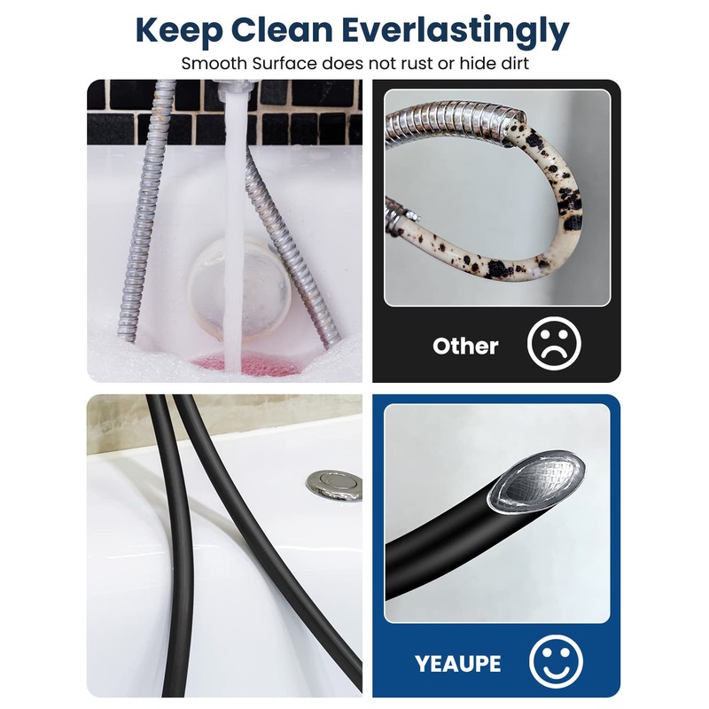 YEAUPE Duschschlauch 1,6m- YEAUPE Brauseschlauch mit Verdrehschutz 160cm Standard 1/2"