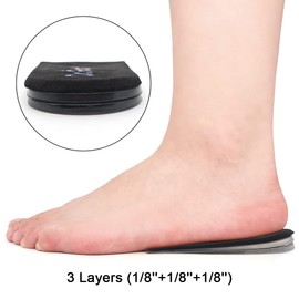 Dr. Foot's Adjustable Orthopedic Heel Lift Inserts, Height Increase Insole for Leg Length Discrepancies, Heel Spurs, Heel Pain, Sports Injuries, and Achilles tendonitis, Black, 3 Layers: Small-Women's 4.5-9.5|Men's 6-8.5
