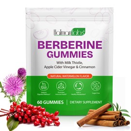 Berberine Gummies with Ceylon Cinnmon, Berberine Supplement for Digestive Health, Immune System, Aid Overall Health & Vitality, 60p