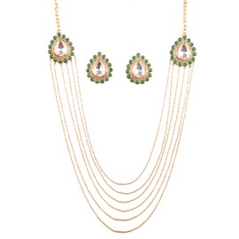 Touchstone New Bollywood Replice Deepika Dadukone Wedding Indian Mughal Kundan Look Designer Jewelry Creation Grand Long Bridal Choker in Gold Tone for Women