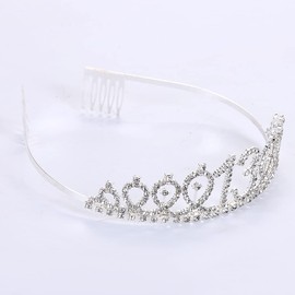 Topfunyy 13th Birthday Tiara and Sash Set - Teen Sash, Silver Crystal Crown, Birthday Gift for Girls, 13th Birthday Party Supplies