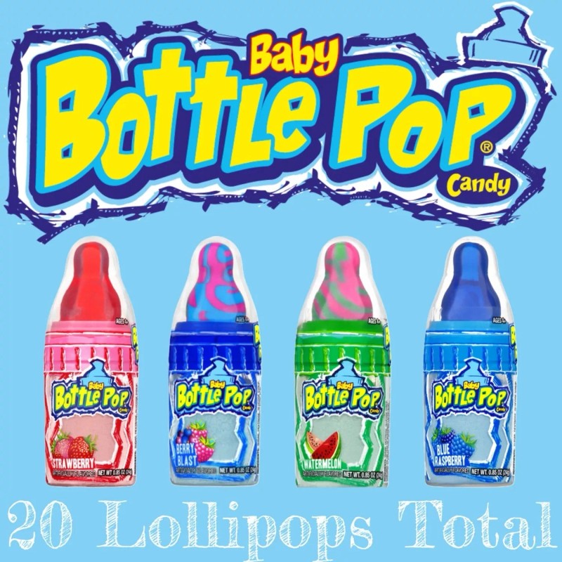 Topps Baby Bottle Pop Candy, Assorted Lollipops Variety Pack 0.85