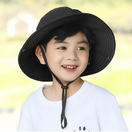 HLLMAN Sombreros de malla para niños, transpirables, UPF 50+, sombrero de pesca de ala ancha, ajustable, para niños de 2 a 10 años, Gris, 2-10 años