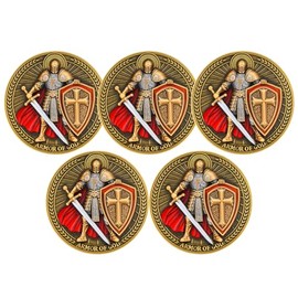 5Pcs Armor of God Christian Challenge Coin – Double-Sided Zinc Alloy Collectible with Antique Finish, Multicolor, Featuring Ephesians 6:11