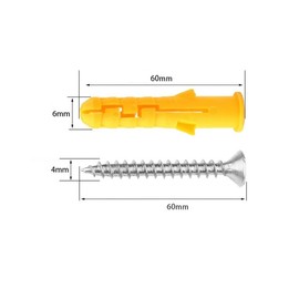 M6 x 60mm Wall Plugs with Self Tapping Screws, Phillips Flathead 304 Stainless Steel Screws, Plastic Screw Plugs, Fasteners Bolts for Plastic Wood Furniture and Drywall 20 Sets
