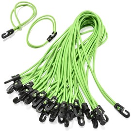 Tensioning Straps with Hooks, 25 cm, Pack of 25 Expander with Hooks, Tarpaulin Tensioner 4 mm, Green Rubber Tie Down Straps with Hooks, Spannfix Tarpaulin Attachment Tensioner for Tarpaulins Banner