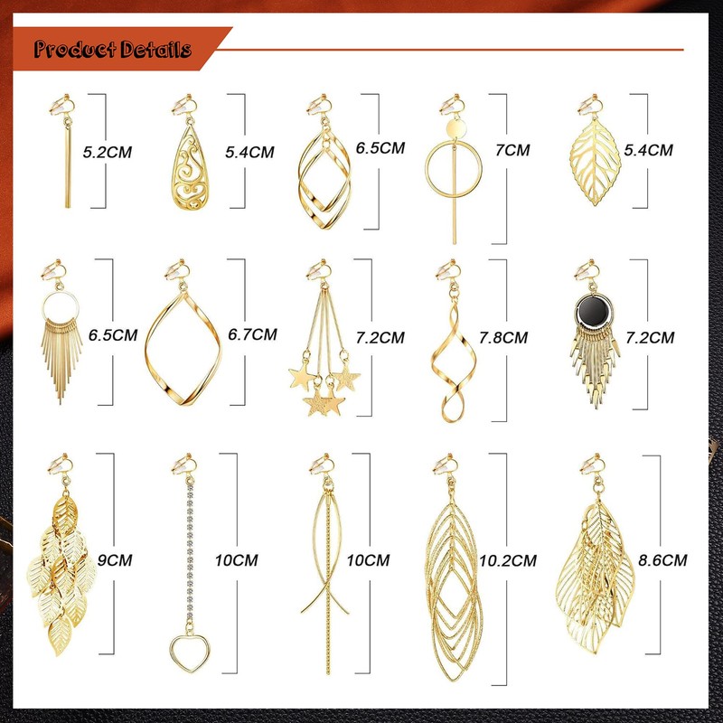 JeweBella 15 Pairs of Clip On Earrings for Women Girls