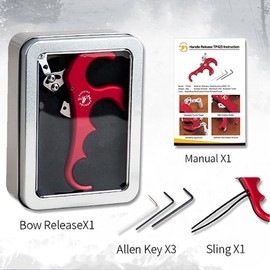 ZSHJG JR Compound Bow Release Aid 4 Fingers Metal Tendon Tensioner Thumb Release for Archery Accessories (Black)