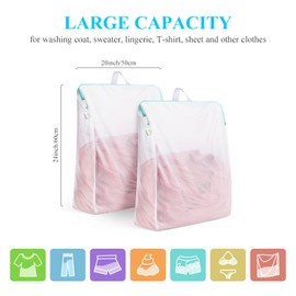 OTraki Mesh Laundry Bags with Handles 2 Pack 20 x 24 inch Reusable Washing Laundry Net for Washing Machine Large Fine Mesh Wash Bag with Zipper for Delicates Clothes College Dormitories Apartments