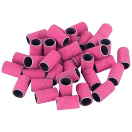 ccHuDE 100 Pcs Fine Grit Sanding Bands Nail Art Sanding Bands Nail Drill Sanding Bands Small Professional Sanding Bands for Manicure Hot Pink 180 Grit