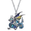 BONSNY Colgante de metal esmaltado con diseño de dinosaurio de