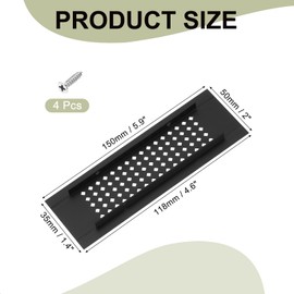 PATIKIL 6 x 2 Inch Door Air Vent Cover, Aluminum Grille Ventilation Cover Louvered Diamond Hole with Mounting Screws for Cabinet Wardrobe Door, Black