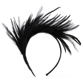 Yokawe Women's 1920s Fascinator Feather Headband Kentucky Headpiece Gatsby Derby Hat for Wedding Cocktail Tea Party (C)