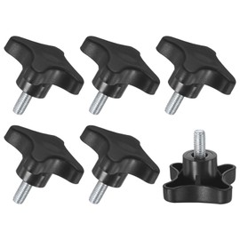 M METERXITY 6-Pack Star Clamping Knobs, M8x20mm Male Thread Hand Tightening Screw for Machinery/Electronic/Furniture/Umbrella Base, Machine Handle Replacement [50mm, Black]