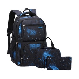 Galaxy School-Bag Backpack and Lunch-Bag Set for Boys Middle-School Elementary Rucksack