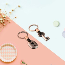 JNAWA Lock Keyring Couple Jewelry Key Chain Funny Lock Leather Key Chain Holder for Boyfriend Girlfriend Relationship Gift