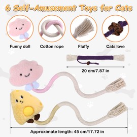 NVGVUP Pack of 6 Cat Toy Chew Rope: Catnip Teething Rope Self-Employment, Cat Cotton Rope Teeth Cleaning, Interactive Toy for House Cats