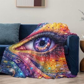 Colorful Galaxy Eye Abstract Art Throw Blanket Gifts for Kids Women, Soft Warm Cosmic Flannel Blankets for Living Room Sofa Home Bedroom Decor 50" x 60"