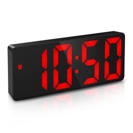 ORIA Digital Alarm Clock, LED Alarm Clock with 6.5inch Large Display, USB Powered LED Clock with Date, Snooze, Temperature, Adjustable Brightness Function, Desk Clock for Home, Office -Red