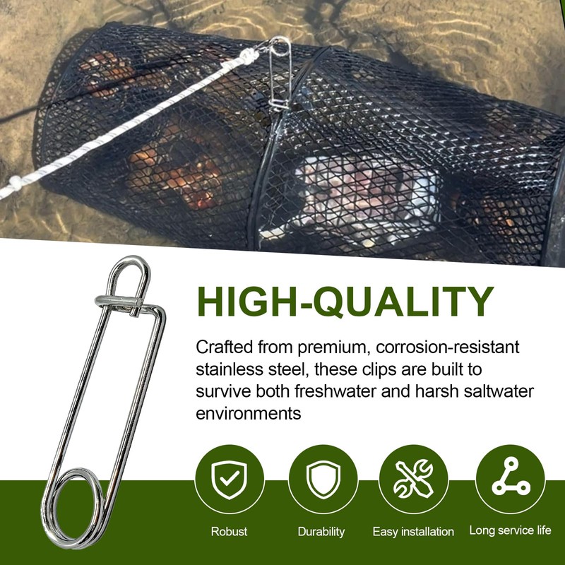 Minnow Trap Clips, Stainless Steel Live Bait Trap Lock Fasteners
