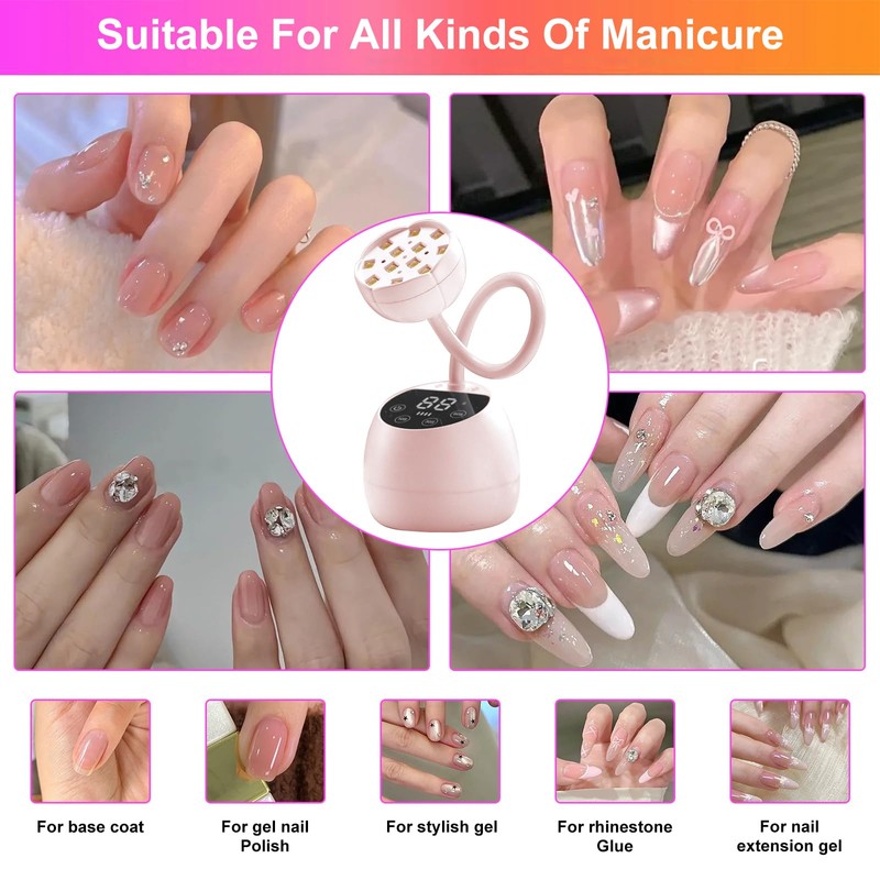 Mini UV Lamp for Nails, 12 LED Beads Mini Nail