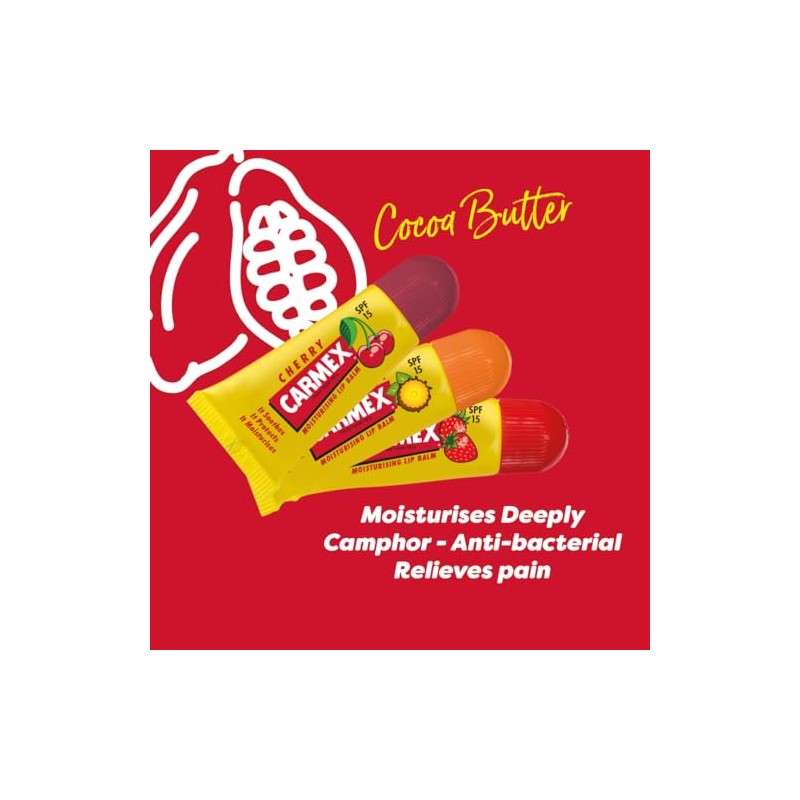 Carmex CARMEX Minis Lip Balm Tube Trio Pack, SPF15 (Cherry,