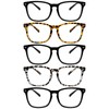 5 Pack Blue Light Blocking Reading Glasses Fashion Square Computer