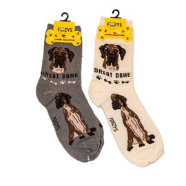 Foozys Unisex Crew Socks Canine Collection Great Dane,Fits Shoe Size 4-10